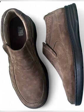 ✨🥳DREW BEXLEY Men’s Size 12 Brown Suede Loafers Hands Free Slip-On Casual Shoes